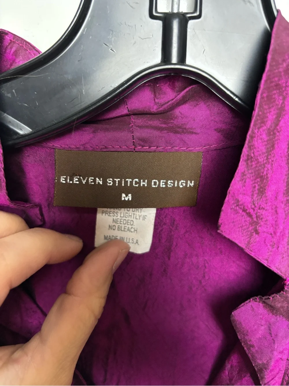 Eleven Stitch Design Fuchsia‎ Button-Up 100% silk jacket sz M